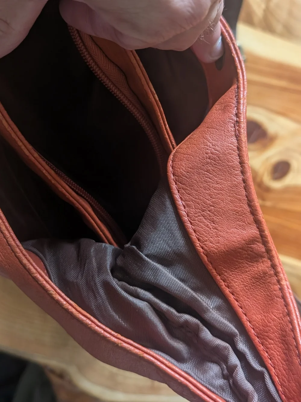 Bueno Two-Tone Orange and Brown Faux-Leather Crossbody